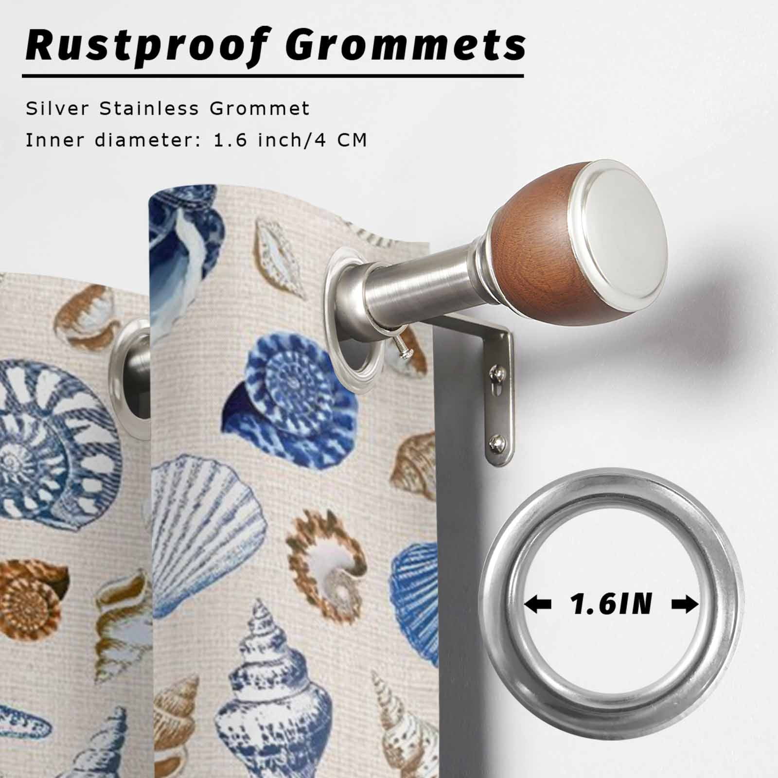 Summer Marine Life Outdoor Curtains for Patio, Watercolor Conch Starfish Ocean Shells Vintage Sunshade Privacy Drapes Grommet Waterproof Outside Curtains for Porch/Cabana/Balcony 54"x 108", 1 Panel