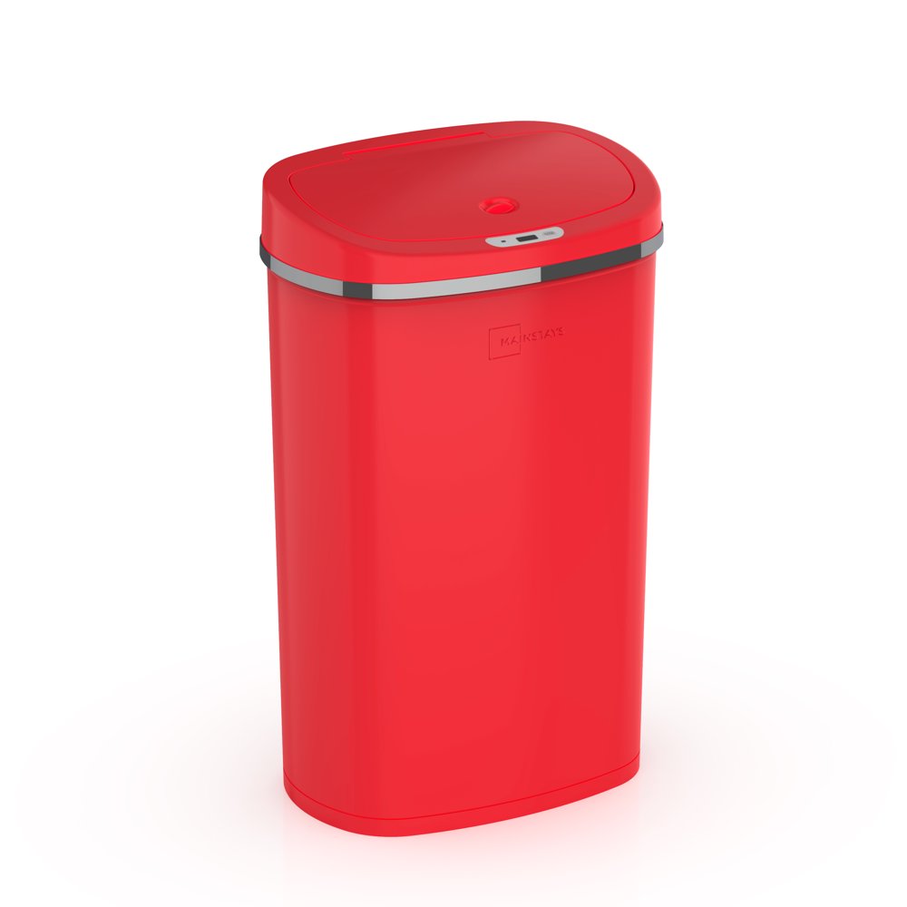 Mainstays Motion Sensor Trash Can, 13.2 Gallon, Red Stainless Steel