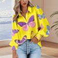 thumbnail image 2 of QASIEATN Button Down Shirts for Women Butterfly Dress Shirts Long Sleeve Blouse Work Tops Summer Blouse Fashion Clothing, 2 of 5