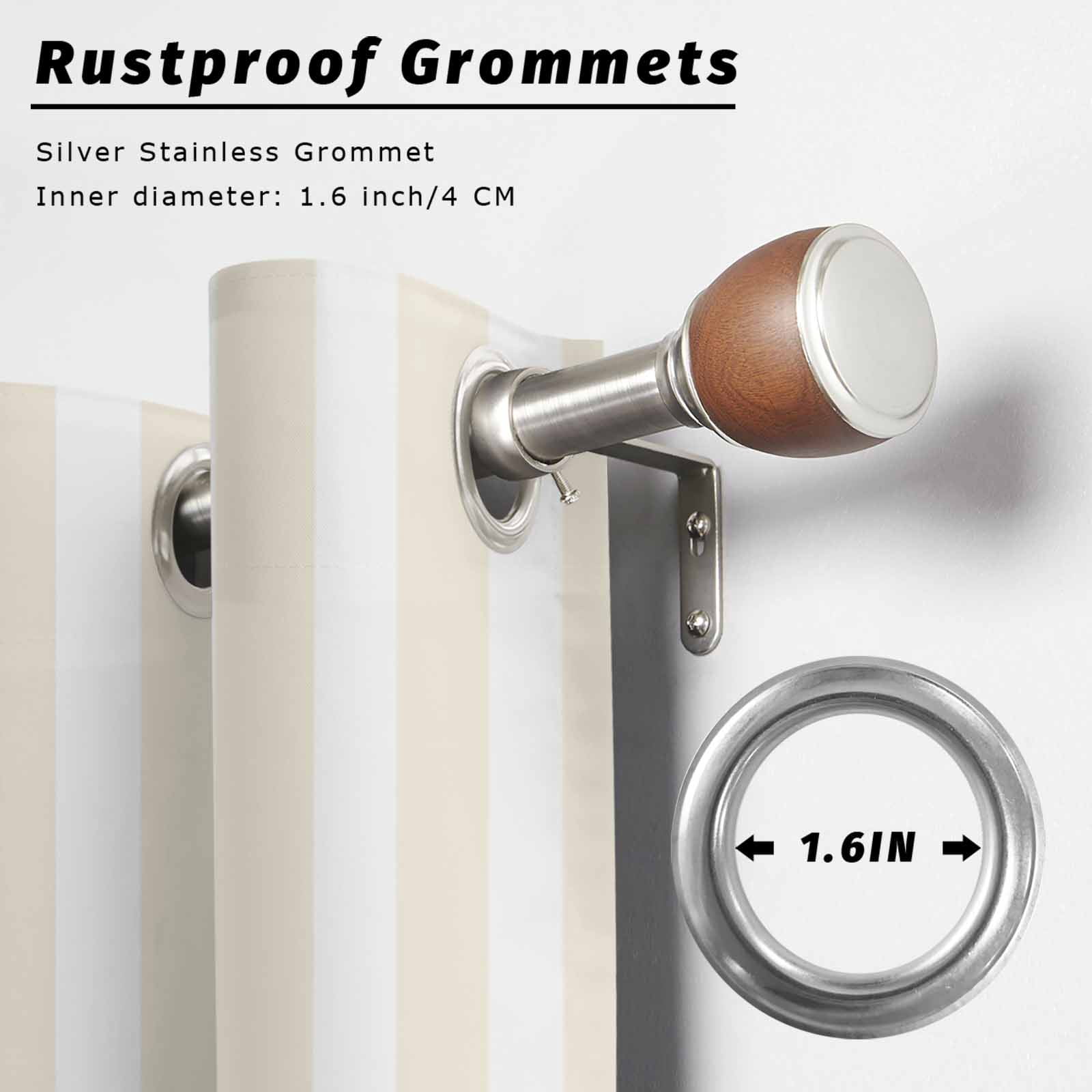 Cream and Outdoor Curtains for Patio Waterproof, White Striped Geometric Grommet Curtains for Porch Outside Privacy Drape for Gazebo Garden Pergola, 2 Panels, 54x108in