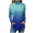 thumbnail image 2 of Womens Tops Women's Spring High Neck Gradient Loose Casual Long Sleeve T Shirt Shirts for Women, 2 of 5