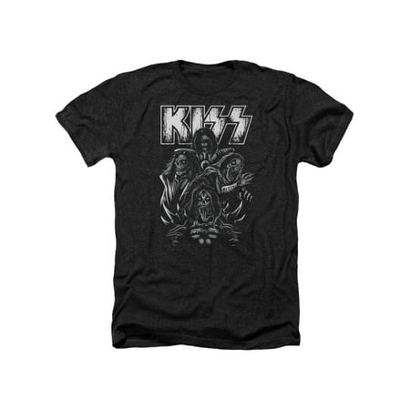 Kiss Hard Rock Metal Band Skeletons Adult Heather T-Shirt (Best Hard Rock Bands Of The 70s)