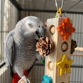 thumbnail image 4 of Parrot Chew Toy with Pinecones & Wood Blocks, Durable Wooden Grinding Stick for Medium & Large Parrots, Boredom Relief Bird Toy for Beak Trimming (Orange), 4 of 6