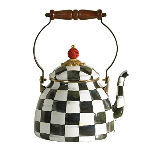 MacKenzie-Childs Courtly Check Enamel Tea Kettle 2 Quart