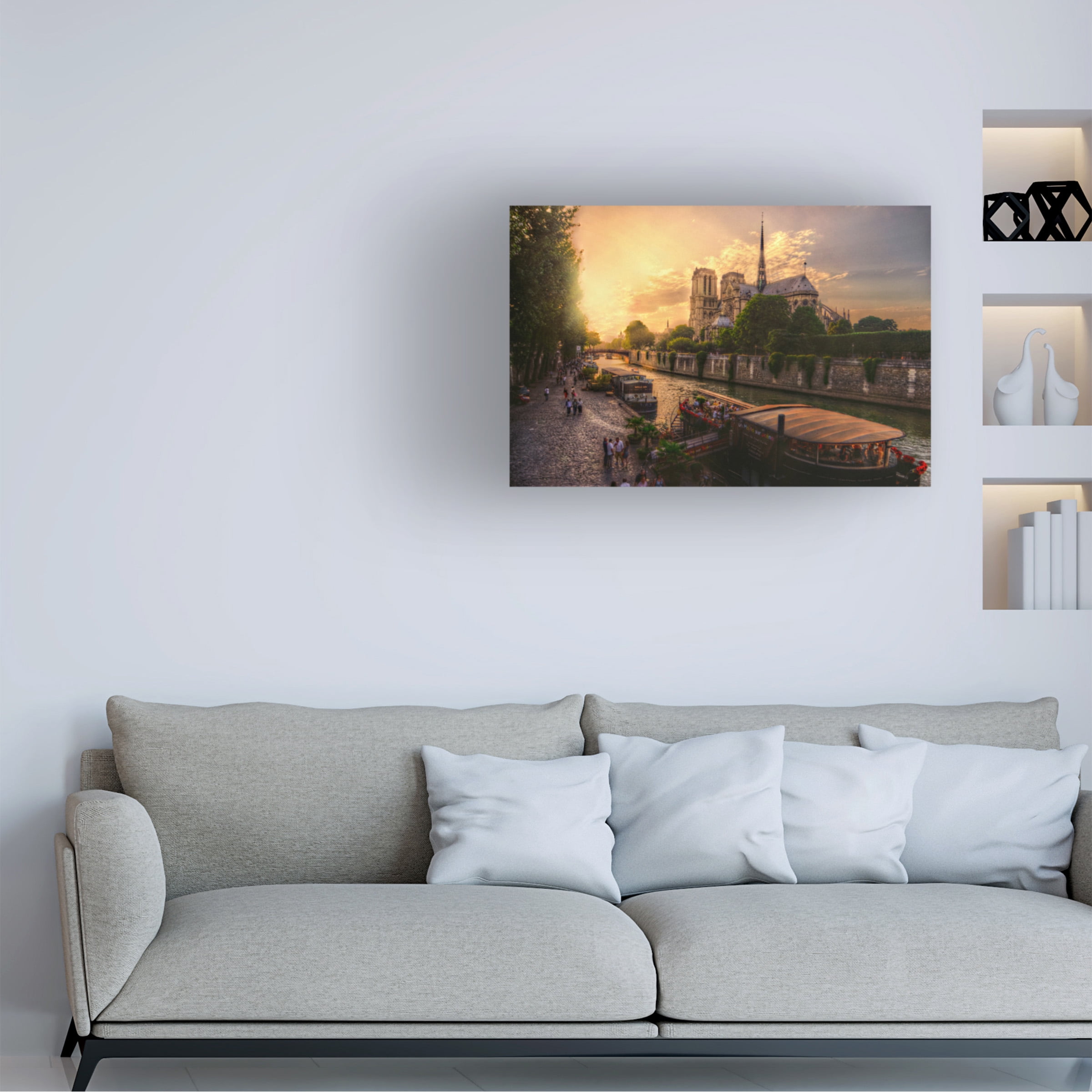 Canvas Wall Art - Mohamed Kazzaz 'Cathacdrale Notre Dame De Paris' Wall Art for Living Room, Bedroom, or Office DÃ©cor by Trademark Fine Art - 32 x 22 Inches