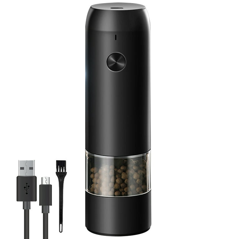 USB Rechargeable Electric Gravity Salt and Pepper Mill with Adjustable  Coarseness Automatic Pepper and Salt Grinder with White LED Light,One Hand