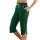 thumbnail image 5 of Pantalones de Cintura Elástica para las Mujeres Color Sólido Deportes Capris con Bolsillos Laterales, Mujeres Cintura Elástica Capris Casual Salón Bottoms de Verano, 5 of 7