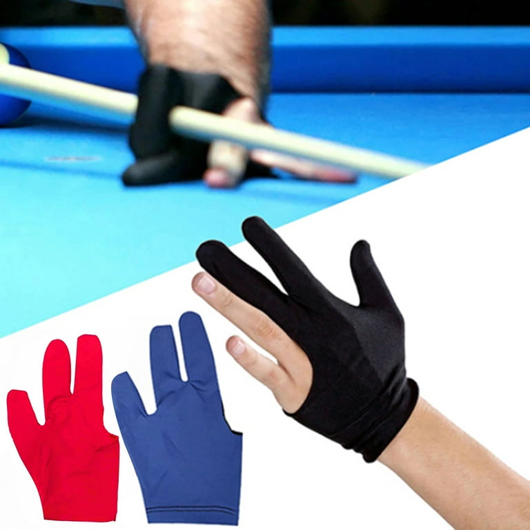 3 Fingers Accessory Left Hand Black Spandex Snooker Billiard Cue Glove Pool