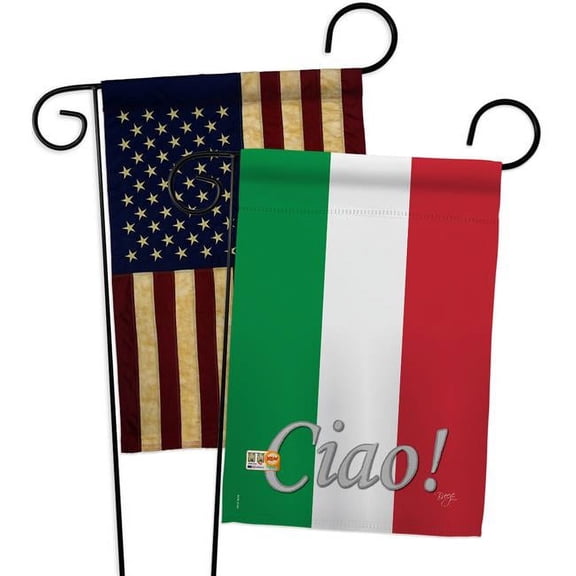 Breeze Decor BD-CY-GP-108027-IP-BOAA-D-US13-BD 13 x 18.5 in. World Nationality Impressions Decorative Vertical Double Sided USA Vintage Italian Applique Garden Flags - Pack of 2