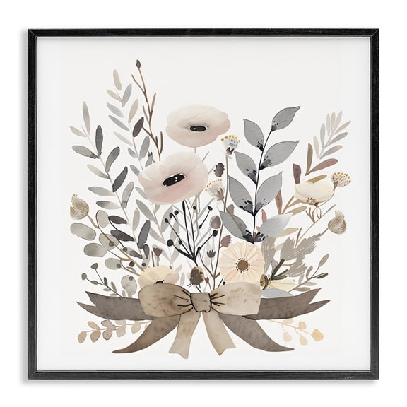 Stupell Industries Neutral Floral Bouquet Beige Black Framed Giclee Art, design by Creative Studio