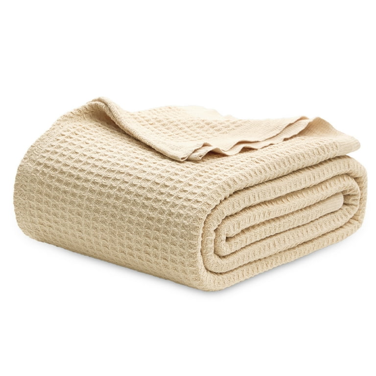 Bedsure Summer Lightweight 100 Cotton Waffle Weave King Blankets Beige Ideal for All Seasons 104x90 inches Walmart