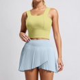thumbnail image 2 of Arlun Yoga Gym Sweatsuits Women 2 Piece Outfits Fast Dry Vest Style Sleeveless Crop Tops and Pleated Tennis Skirts with Pockets Breathable Solid Color Fitness Sports Sets Yellow XL, 2 of 5