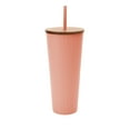 thumbnail image 1 of Mainstays Pink Swirl Textured Recycled PET Tumbler with Lid and Straw, 1 of 5