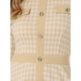 thumbnail image 5 of DARING DIVA Houndstooth Round Neck A-Line Elegant Plaid Dress M Apricot, 5 of 6