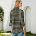 thumbnail image 6 of Wutalume Womens Tops with 3/4 Sleeve, V-Neck Shirt with Plaid Print for Business Casual, Office Attire, Smart Casual Looks, and Comfortable Fit,Army Green L, 6 of 7