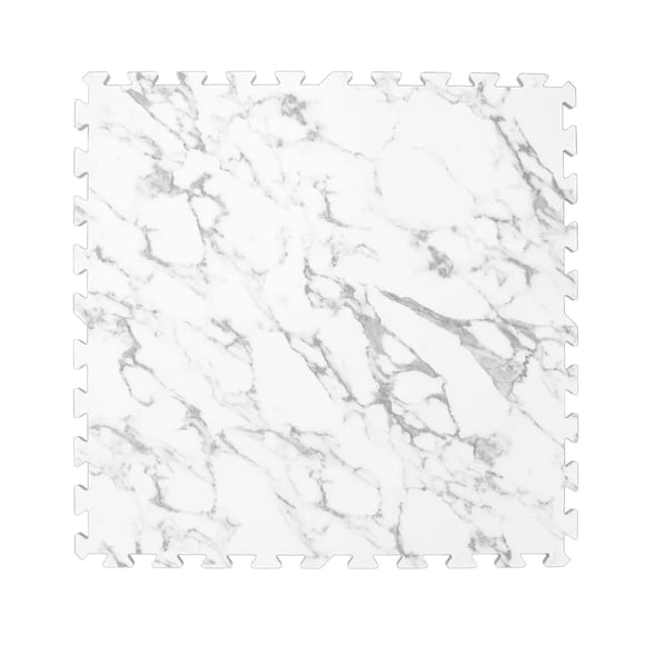 Element Tapis d'Équipement d'Exercice de 0,5 Po d'Épaisseur, 24 Pi2, 6 Dalles de Mousse avec Mousse EVA Haute Densité, Grand Revêtement de Sol Imbriqué pour Garage et Gym à Domicile - Marbre