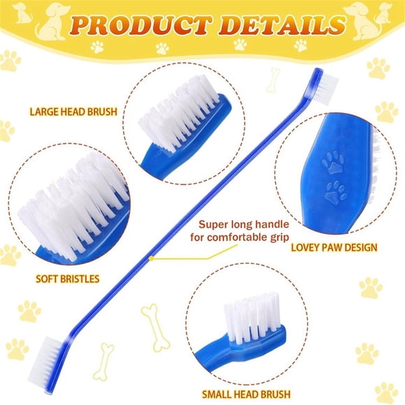 100 Pcs Dog Toothbrush Dual Headed Dental Brushes Puppy Tooth Brushing Kit Long Handle Toothbrush for Large and Small