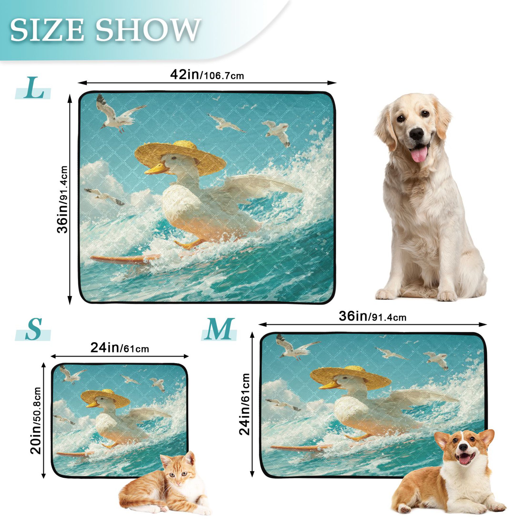 Qxltty White Duck Cat litter Pads Pet Set of 2 Diaper Mats Center Anti-leakage Layer Absorbent Soft and Comfortable