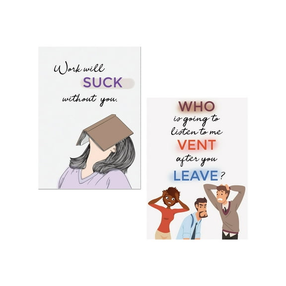 Better Office Products - Greeting card - 12.7 x 17.8 cm - fun farewell goodbye - pack of 2