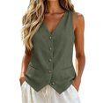 thumbnail image 2 of Minjewel Tops for Women Sleeveless Vest Top - with Pockets Pullover Casual Summer Tank, Tank Tops for Women Modern Stylish Top, Womens Summer Tops for Everyday Wear,Army Green L, 2 of 4