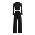thumbnail image 1 of Conjunto de 2 Piezas para Mujer PRETTYGARDEN Top Corto y Pantalones de Pierna Ancha M, 1 of 8