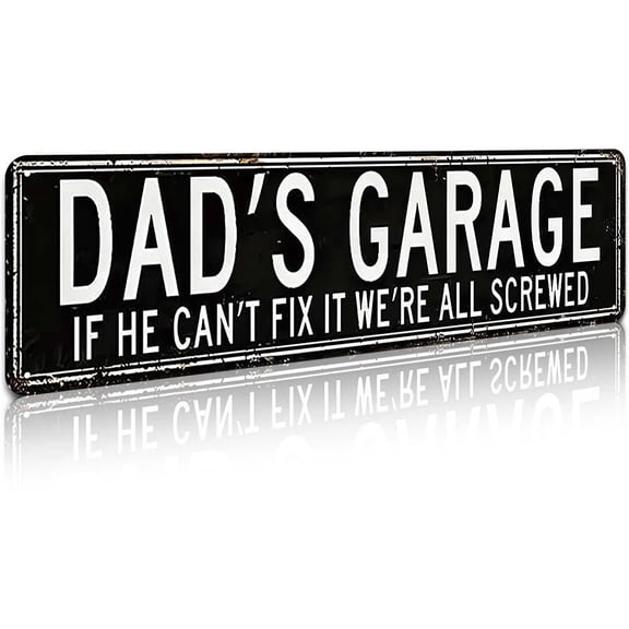 Dad's Garage Metal Tin Sign, Novelty Street Sign, Home Decor, Decorative Plaque, Decorative Wall Sign for Home Farmhouse Garage, Living Room Decor, Home Decor Products, Vintage Garage Signs 16x4 Inch