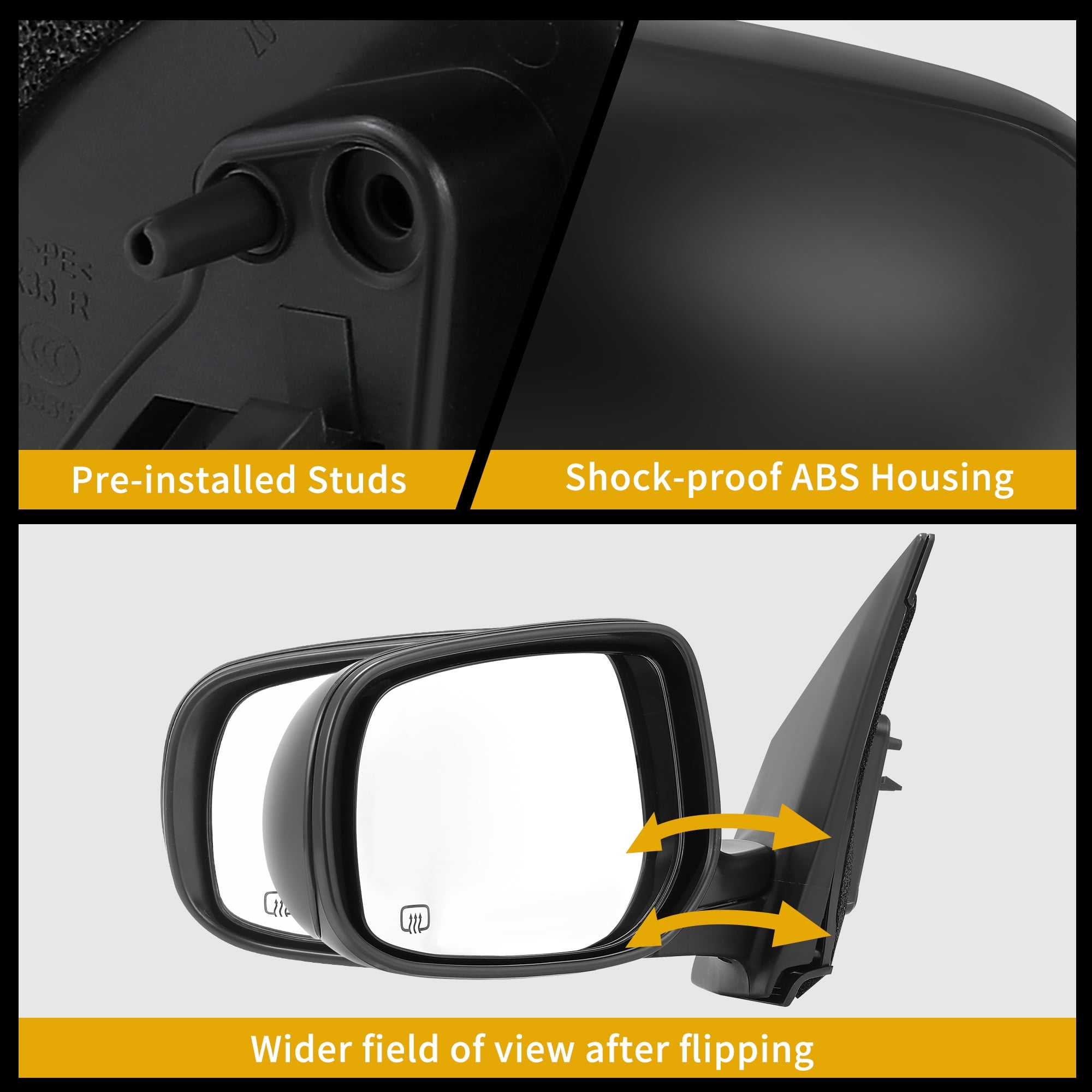 LEDKINGDOMUS Left Driver Side Power Heated Mirror Compatible with 2009 2010 2011 2012 2013 Toyota Corolla, Manual Folding Black Door Mirror (9.06" x 5.12")