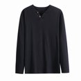 thumbnail image 3 of COSFO Casual Oversized Tshirts for Men Cotton Long Sleeve Solid Tops Button Loose V Neck Pullover Men Classic T-Shirt, 3 of 4