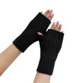 thumbnail image 3 of Women Autumn And Winter Solid Color Multicolor Twist Knitted Wool Half Gloves, 3 of 3