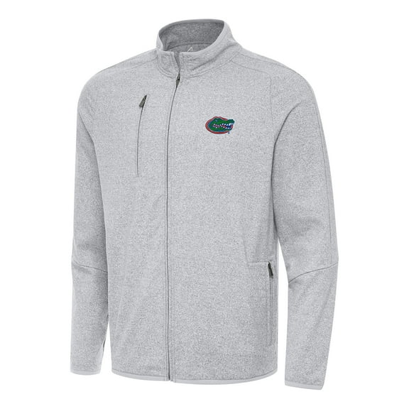 Men's Antigua Heather Gray Florida Gators Hold-Up Full-Zip Tri-Blend Jacket