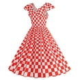 thumbnail image 3 of XFLWAM Women's 1960s Vintage Dress Cute Ruffle Sleeve Sun Dress Plaid A-Line Swing Cocktail Party Dress Retro Rockabilly Prom Dress, 3 of 8