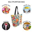 thumbnail image 7 of FORMRS Womens Canvas Tote Bag with Zipper Inner Pocket Shoulder Handbag, Orange Japanese Flowers Pattern, 7 of 7