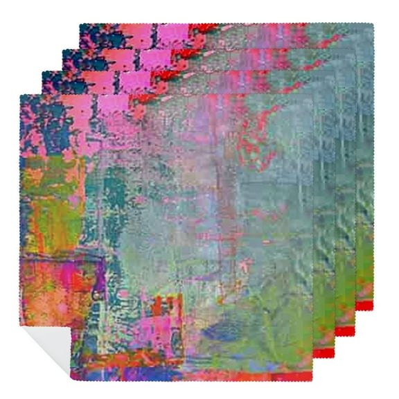 Qinduosi Art Abstract Cloth Napkins Dinner Table Napkins Bright Fuchsia, Magenta, Pink, Red, Yellow, Green and Blue Washable Reusable Napkins Home Holiday Party Wedding 2 PCS