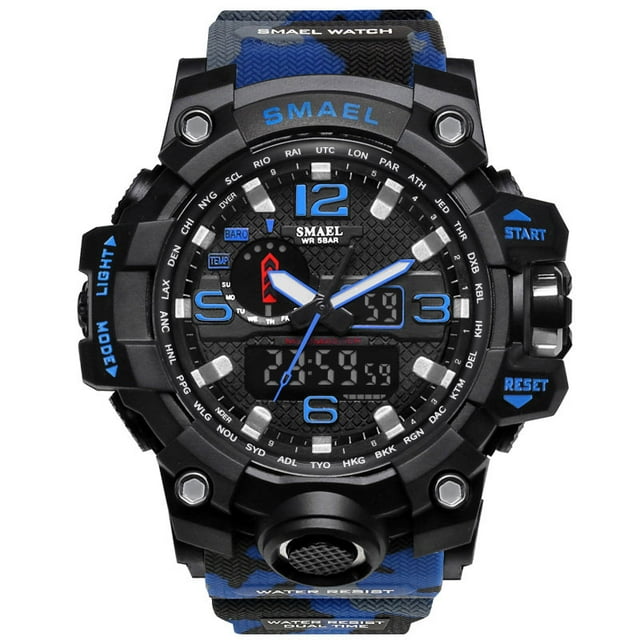 SMAEL Men Military Watch 50m Waterproof Wristwatch LED Quartz Clock Digital Sports Watches