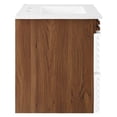 thumbnail image 5 of Wall Mount Sink Vanity Cabinet, White Walnut, Wood, Mid Century Hotel Bedroom Bathroom, Modern Contemporary HB33710, 5 of 9