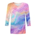 thumbnail image 6 of Womens' Fashion 3/4 Sleeve Plus Size Shirts Tops Spring And Summer Print Top Collar Button Sexy Shirt 3/4 Sleeve Long Sleeve V Neck Top/Shirt Gifts for Womens, 6 of 7