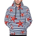 thumbnail image 4 of Bingfone Starfish Navy Blue Stripe Men'S Drawstring Hoodie Long Sleeve Pocket Sweatshirts-X-Large, 4 of 9