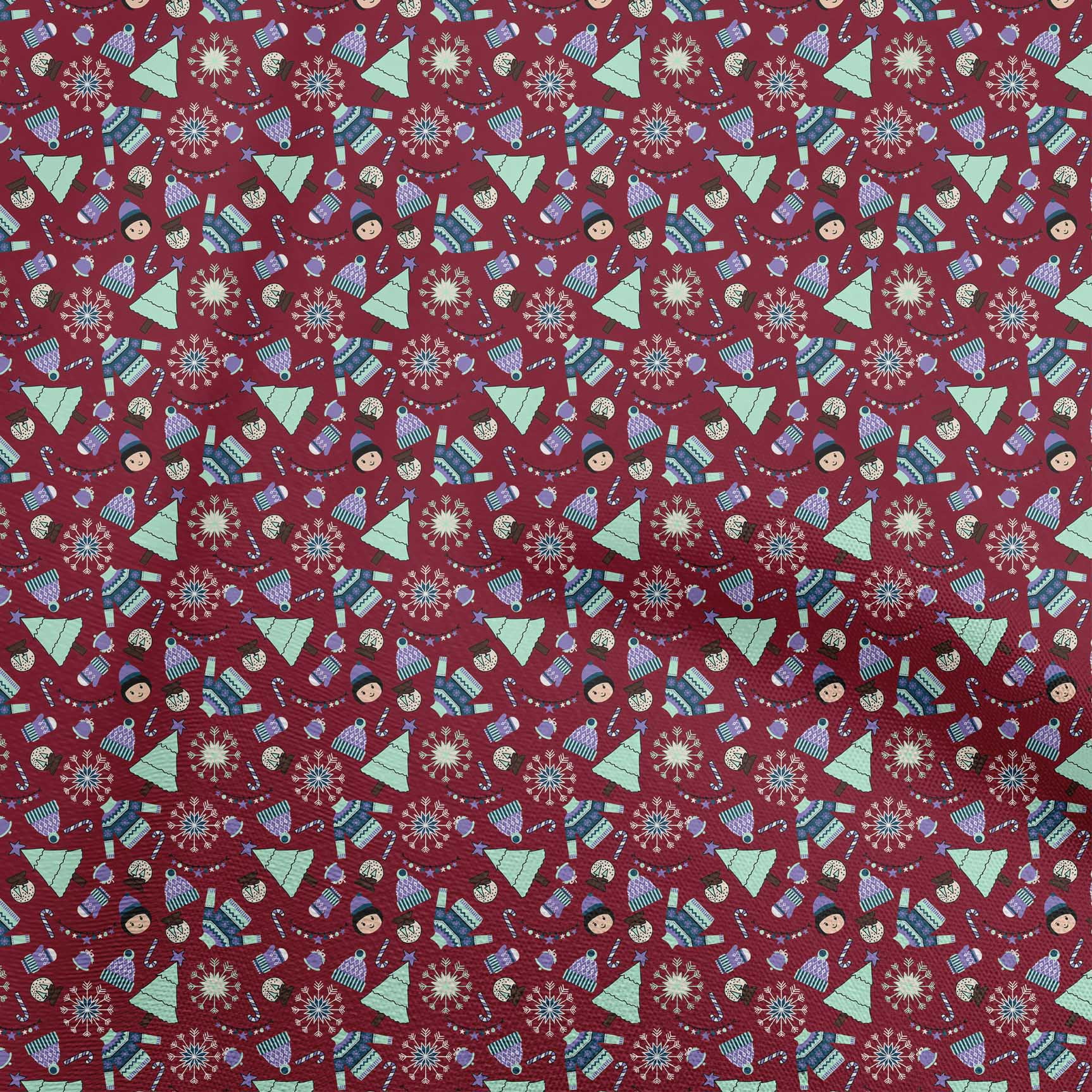 oneOone Cotton Silk Maroon Fabric Christmas Sewing Fabric By The Yard Printed Diy Clothing Sewing Supplies 42 Inch Wide