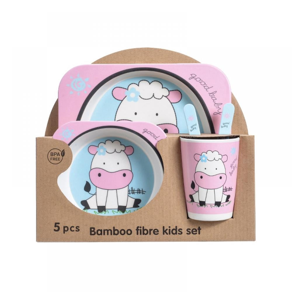 5PCS Unbreakable Kids Plate and Bowl Set for Healthy Mealtime,