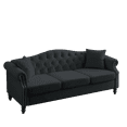 thumbnail image 4 of Modern Black Velvet Sofa , Tufted Couch with Rolled Arms and Nailhead, 3+2 seater for Living Room Bedroom Office and Apartment, 4 of 7