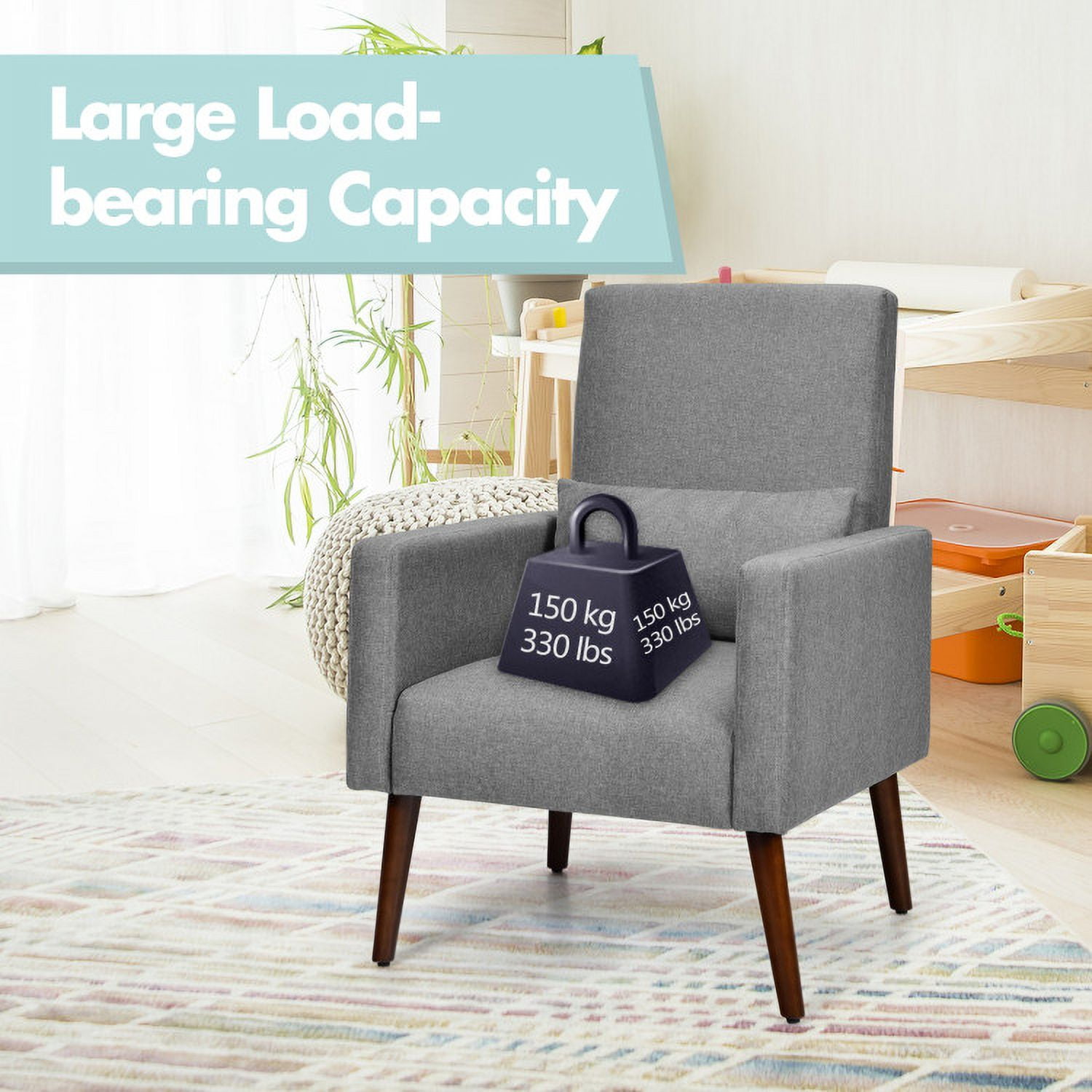 Finihen Rocking Chair, 2-in-1 Fabric Upholstered Rocking Chair, Armchair with Pillow, for Living Room, Gray Finihen Rocking Chair, 2-in-1 Fabric Upholstered Rocking Chair, Armchair with Pillow, for Living Room, Gray