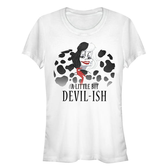 Junior's One Hundred and One Dalmatians Cruella Devilish  Graphic Tee White Small