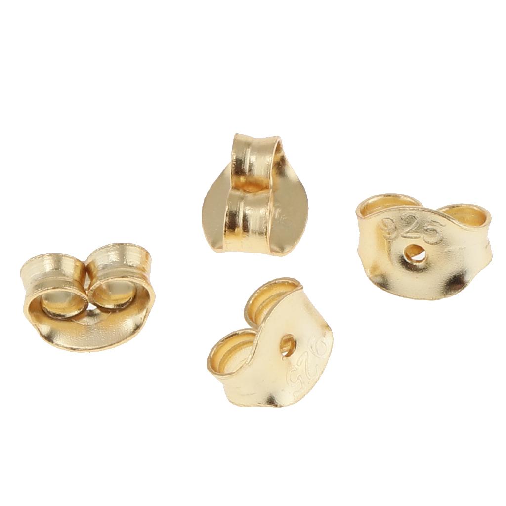 4 Pcs Ear Stoppers Clasps Back Earring Stoppers Ear Nuts Ear Stud Clasp -  Gold