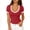 B_Red, variant on XPMWRP Summer Tops for Women Short Sleeve Tops V Neck Ribbed Knit Slim Fitted Basic Tee Shirt Casual Clothes Spring Outfits Black S