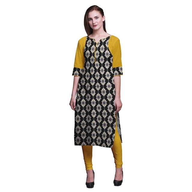 Bimba Kurti Longue Robe en Coton Imprimé Tunique Droite pour Femmes Haut Indien-TP