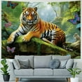 thumbnail image 4 of PRATYUS  Tiger Tapestry Tropical Rainforest Landscape King of the Forest Tiger Tapestry Forest Animal Theme Hanging Wall Decorated for Living Room Bedroom  60x50inch, 4 of 6