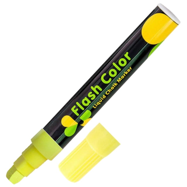 Plumón para escribir en superficies VentDepot ChalkyYellow 10Pzas Amarillo Neón Punta Redonda mediana