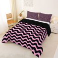 thumbnail image 2 of Homewish Pink Wave Stripes Full Size Comforter Sets,Abstract Modern Bedding Comforter Set,Black Reversible,3pcs,1 Comforter and 2 Pillowcases, 2 of 7