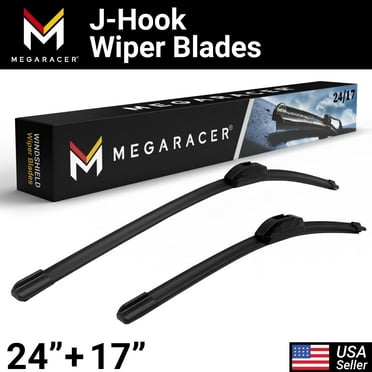 Mega Racer (2 Pack) 24"  17" Windshield Wipers J Hook All-Season Beam Windshield Wiper Blades