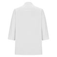 thumbnail image 6 of UAMVSH Women 3/4 Sleeve Shirts Button down Cotton Linen Dressy Tops with Pockets Casual Lightweight Collared Work Blouses(X-Large,White), 6 of 6